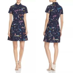 Tory Burch Navy Multicolor Printed Polo Mini Dress